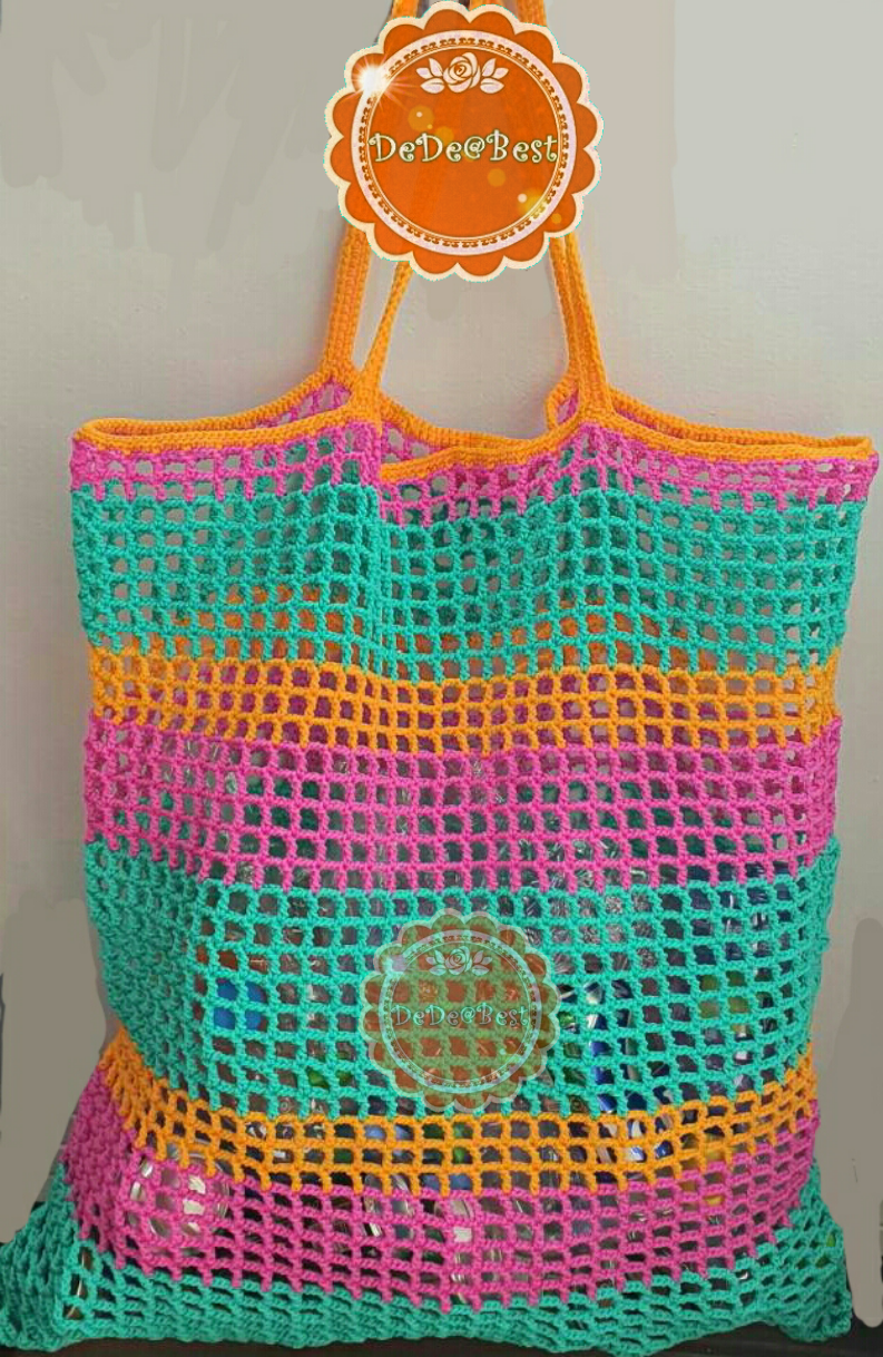 ขายแล้วค่ะ B73: Hand made bag กระเป๋าเชือกร่ม ถัก ตาข่าย สีสดใส ใบใหญ่เวอร์ สินค้าใหม่ค่ะ❤