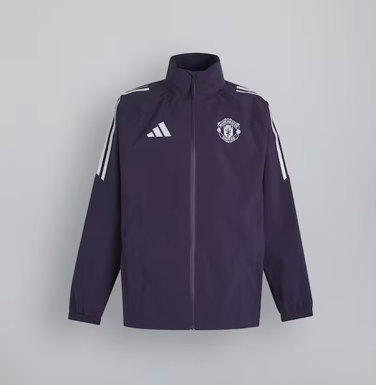เสื้อแจ็คเก็ตกันฝนแมนเชสเตอร์ ยูไนเต็ด Tiro 25 Competition มีฮู้ด สีม่วงของแท้