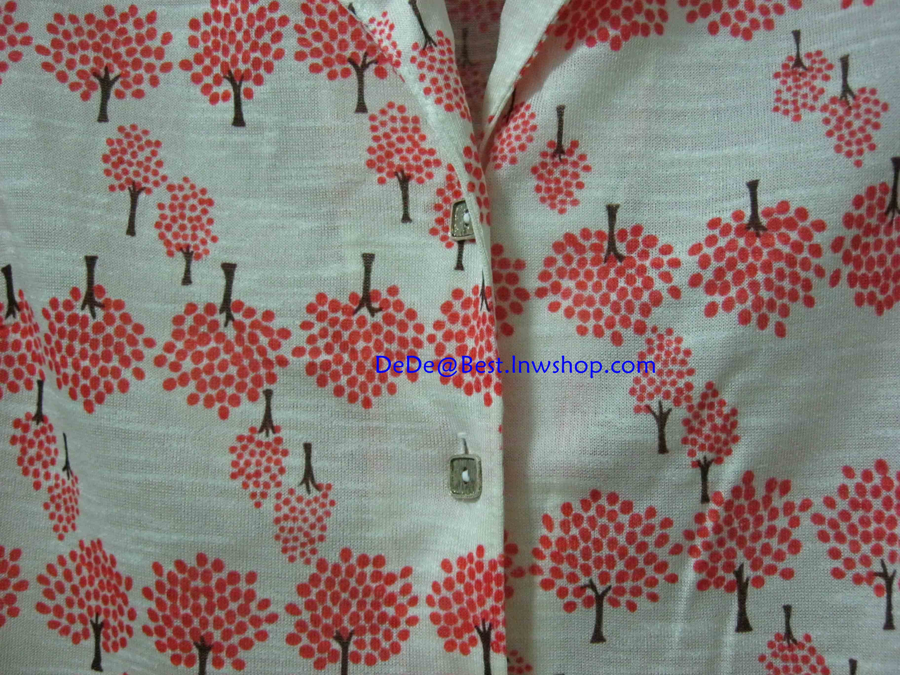 ขายแล้วค่ะ T7:Vintage top เสื้อเชิ้ตวินเทจลายต้นไม้เล็กๆ สีส้ม❤