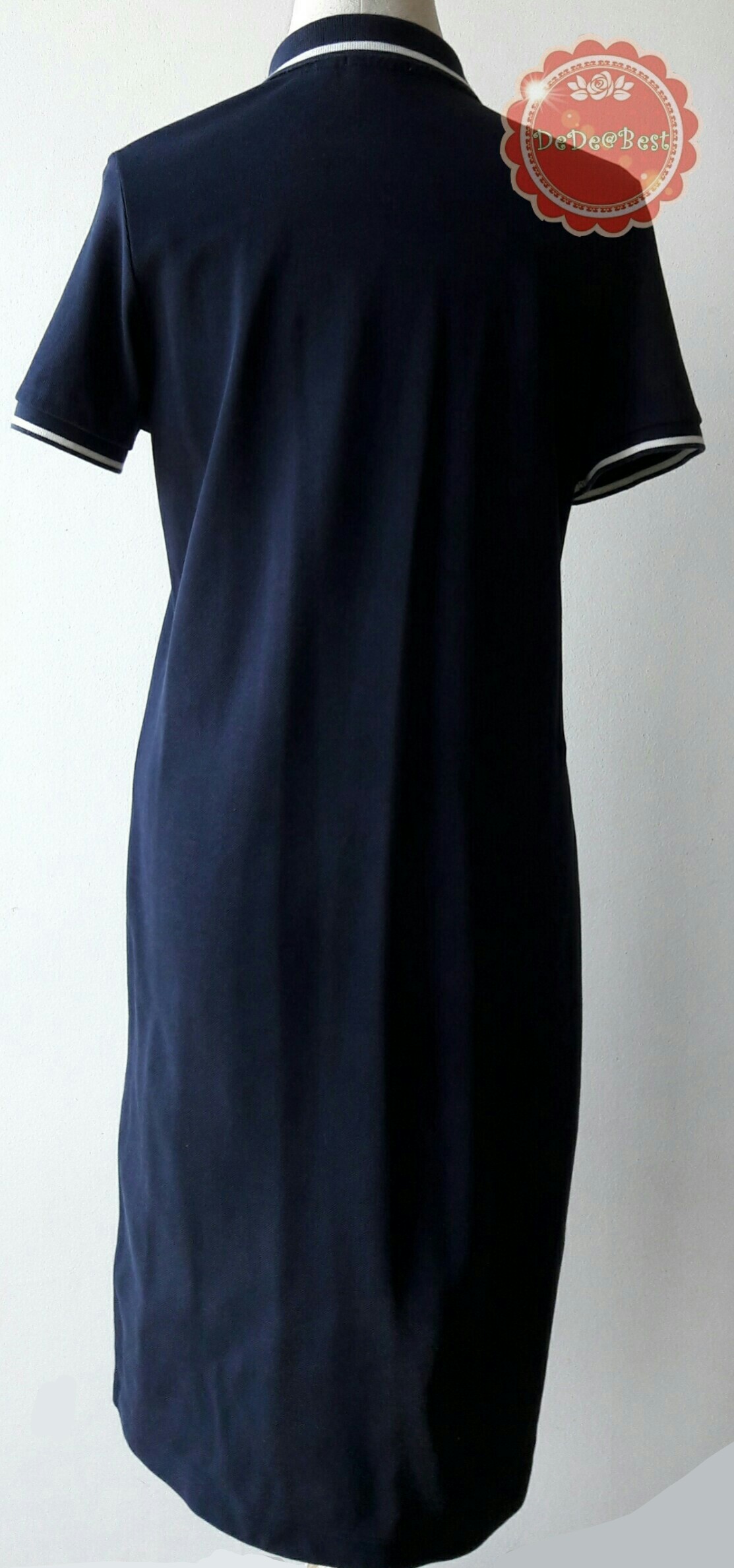 D65:2nd hand dress เดรสสีน้ำเงิน คอปก