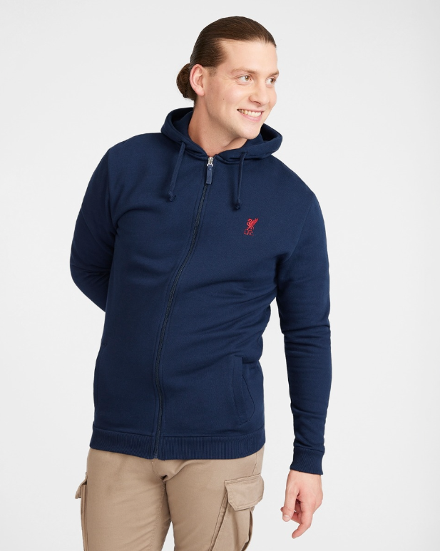 เสื้อฮู้ดลิเวอร์พูล Zip Through Hoody สีน้ำเงินเข้มของแท้