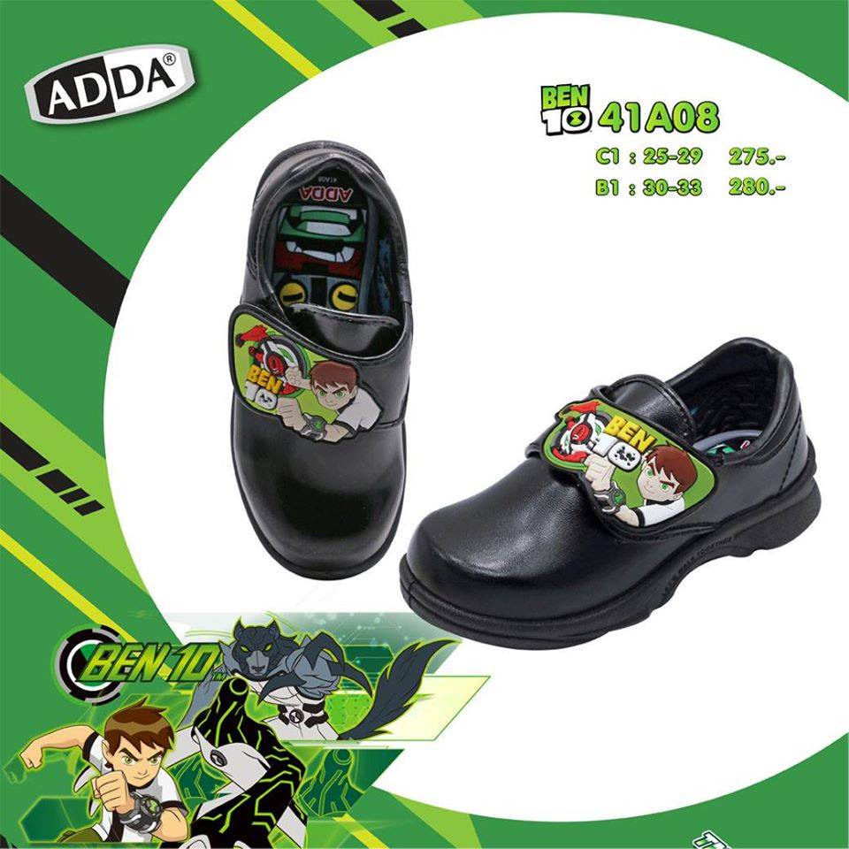 รองเท้านักเรียน ADDA BEN10 สีดำ พร้อมปักชื่อ