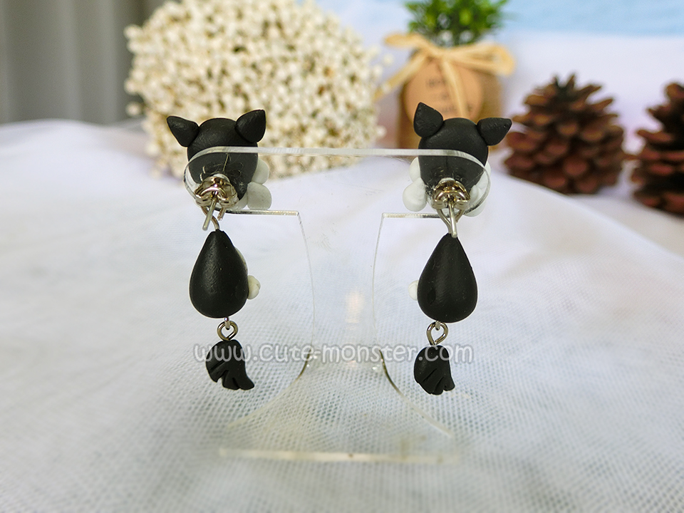 ต่างหู น้องหมา ไซบีเรียน ฮัสกี้ สีดำ Siberian Husky Earrings (Black)