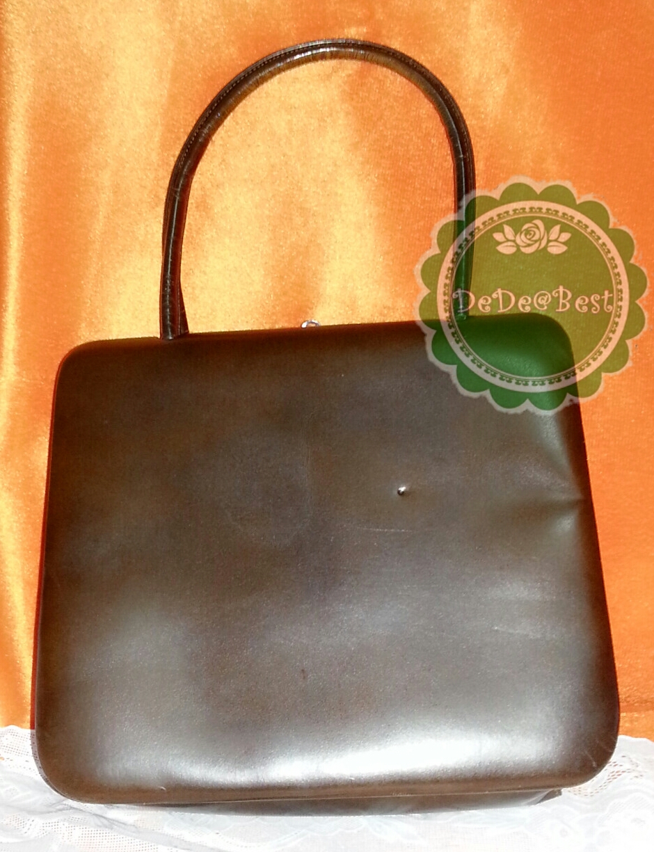 B39:Vintage leather bag กระเป๋าถืิอหนังแท้สีน้ำตาลทรงสี่เหลี่ยม !ส่งฟรีคร่าา..