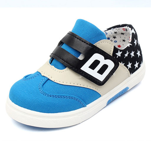 รองเท้าผ้าใบผ้าเด็ก รองเท้าผ้าใบเด็กผู้ชาย B.boy ดาวธงอเมริกา สีฟ้าเทาดำ Size 21-32