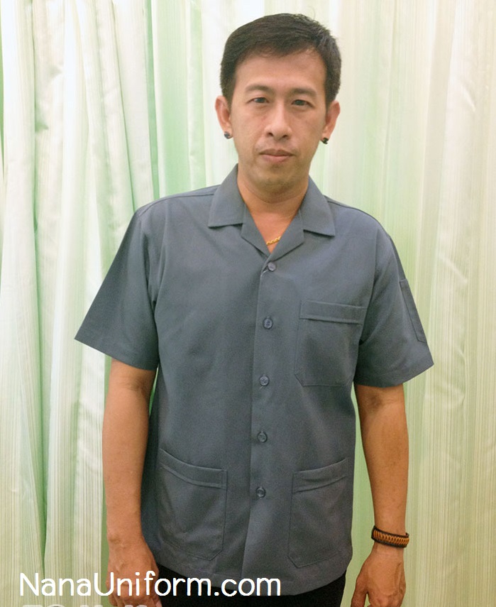 เสื้อช็อปนักศึกษา เสื้อ shop ช่าง สีเทา