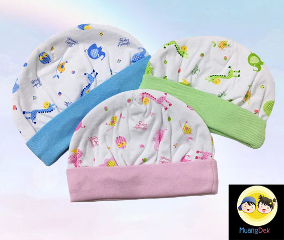 ATTOON หมวกเด็กอ่อน ผ้า COTTON 2ชั้น (คละลาย)