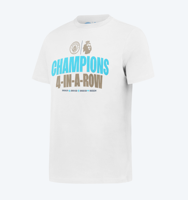 เสื้อทีเชิ้ตแมนเชสเตอร์ ซิตี้ 'History M4kers' Premier League Victory Tee 2023/24 สีขาวของแท้