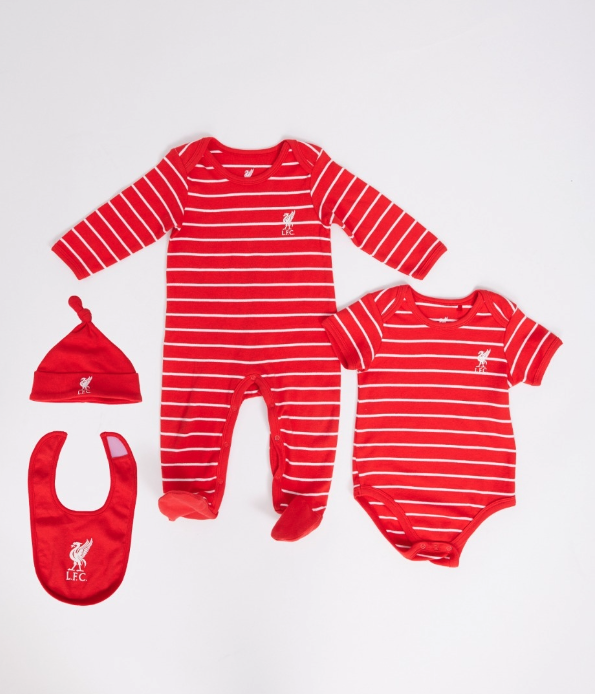 เสื้อเด็กลิเวอร์พูล 4 Piece Red Striped Babywear Set ของแท้