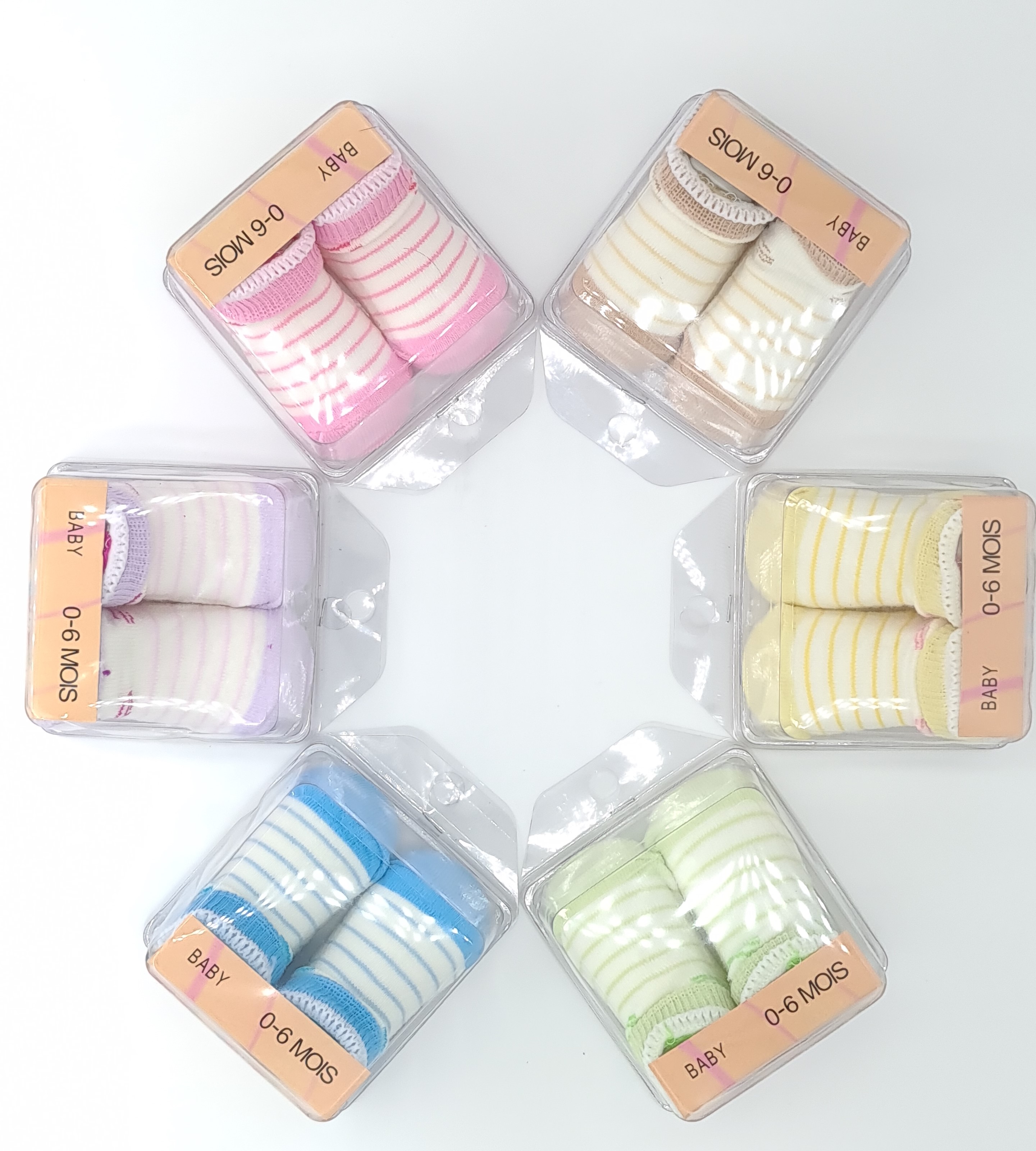 ถุงเท้าเด็กแรกเกิด 0-6 เดือน (กล่องใส) Baby Socks