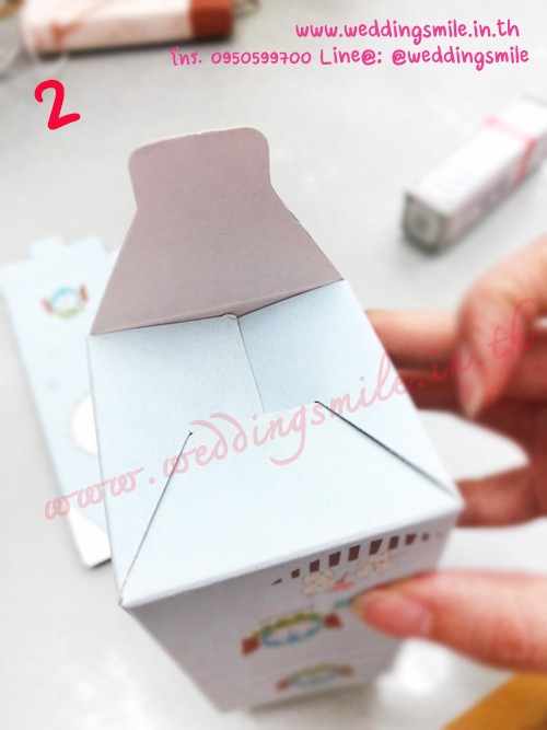 กล่องกระดาษใส่แก้วเป็ก ทรงบ้าน ชมพู-ฟ้า ลายการ์ตูน ขนาดเล็ก เริ่มต้นใบละ 5.-