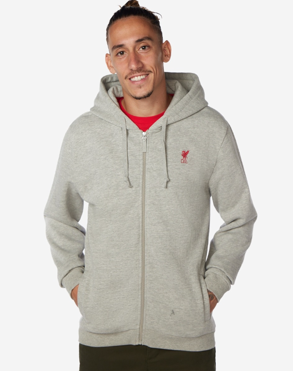 เสื้อฮู้ดลิเวอร์พูล Zip Through Hoodie สีเทาของแท้