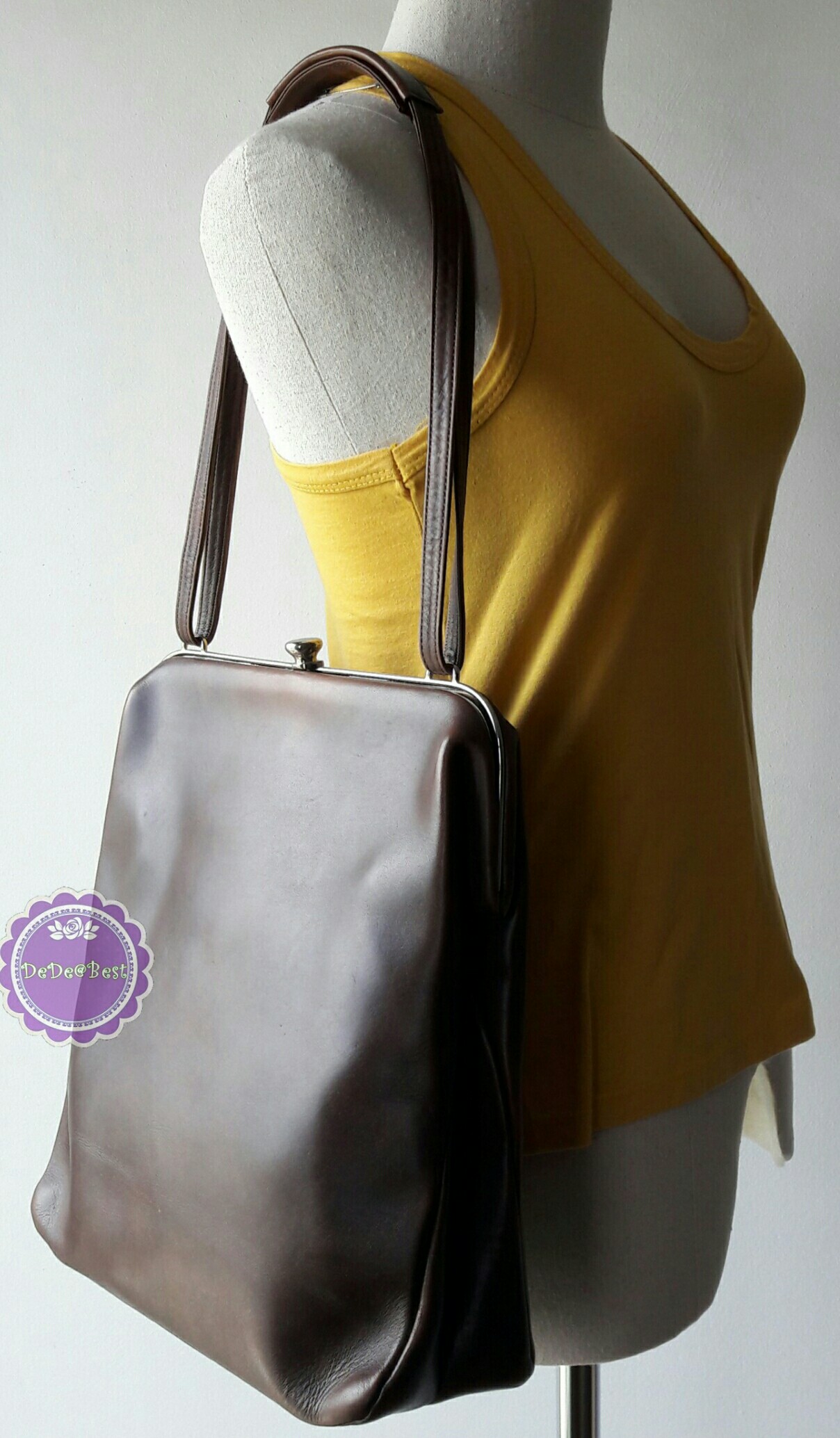 ขายแล้วค่ะ B57:Vintage leather bag กระเป๋าหนังแท้สีน้ำตาล กระเป๋าสะพาย❤