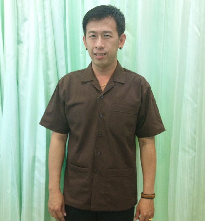 เสื้อช็อปนักศึกษา เสื้อ shop ช่าง สีน้ำตาล
