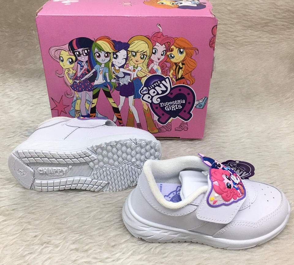 รองเท้านักเรียน สีขาว Chappy ลาย Little Pony พร้อมปักชื่อ