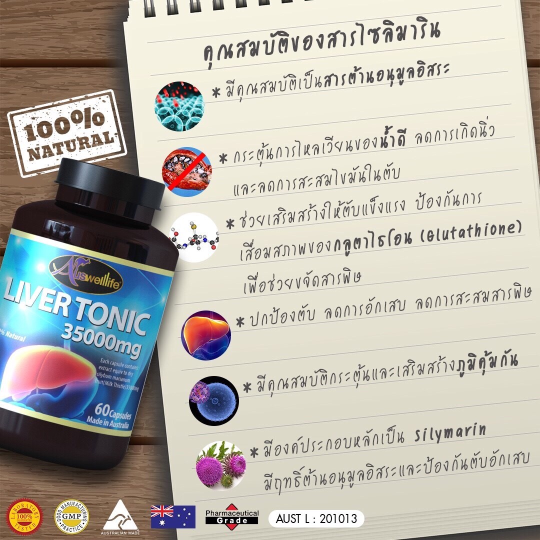 Auswelllife LIVER TONIC วิตามินล้างพิษตับ ดีท็อกตับ จากออสเตรเลีย