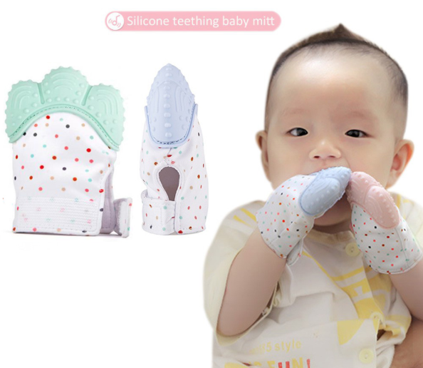 ถุงมือปุ่มยางกัดซิลิโคน กันเด็กดูดนิ้ว BPA-FREE
