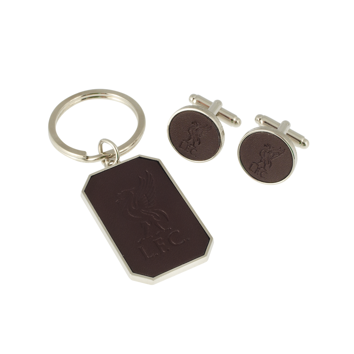 คัฟลิงค์ที่ระลึกลิเวอร์พูล ของแท้ 100% Liverpool FC Embroidered Leather Cufflink & Keyring Set