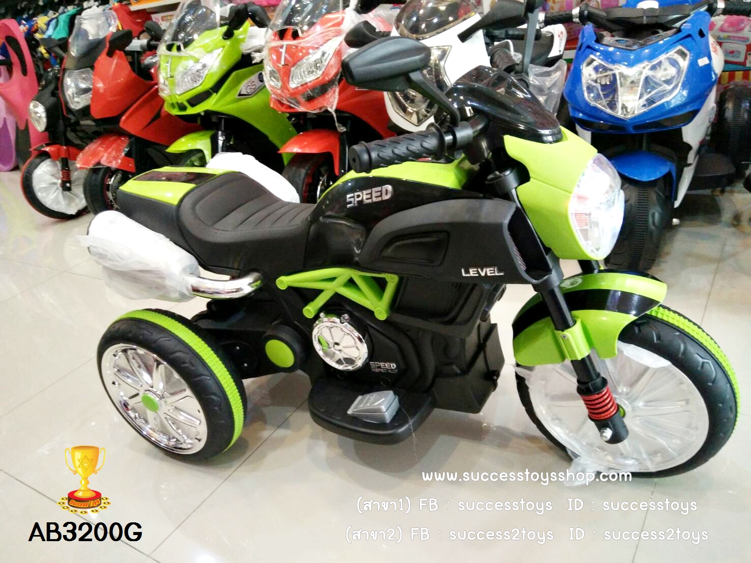 AB3200G รถมอเตร์ไซค์ไฟฟ้าเด็กนั่งสีเขียว