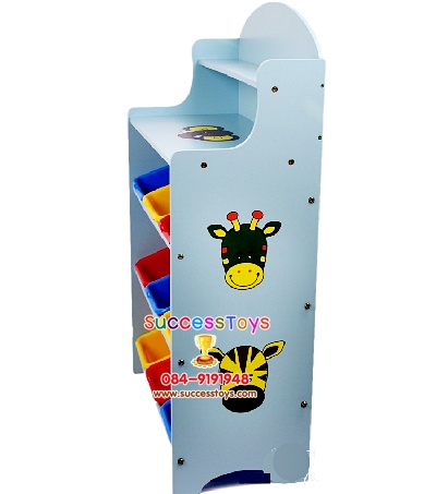 ชั้นวางของลายสัตว์สีฟ้า (งานไม้)