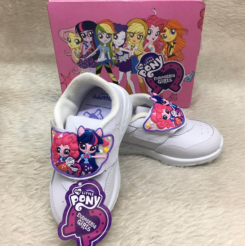 รองเท้านักเรียน สีขาว Chappy ลาย Little Pony พร้อมปักชื่อ