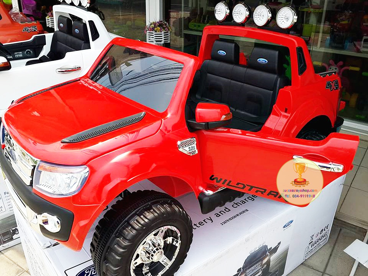 DK3646R รถแบตเตอรี่เด็กนั่งไฟฟ้ารถกระบะฟอร์ด Ford Ranger 2มอเตอร์ มีโช๊ค สีแดง
