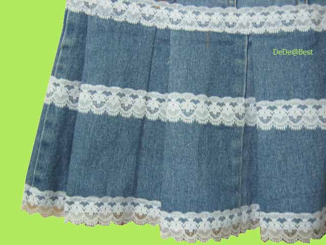 ขายแล้วค่ะ S1:Vintage skirt กระโปรงยีนส์วินเทจแต่งระบายด้วยลูกไม้น่ารัก❤