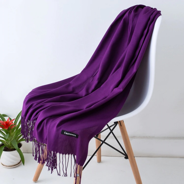 ผ้าพันคอ Pashmina สีม่วงเข้ม