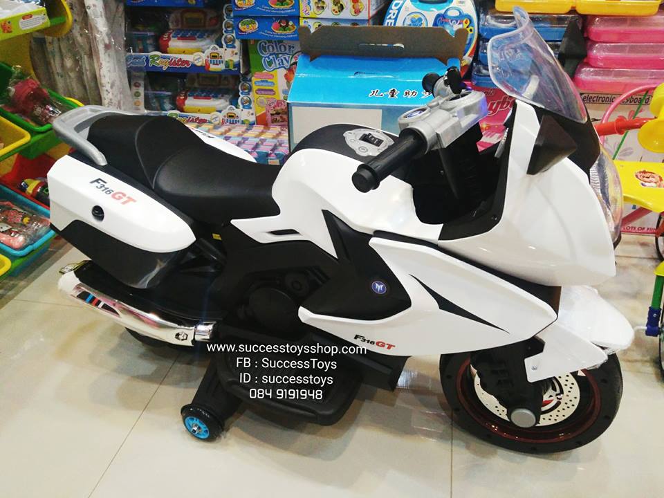 LN16812W รถมอเตอร์ไซค์บิ๊กไบค์สีขาว 2M (ถอดล้อได้) เล่น USB ได้