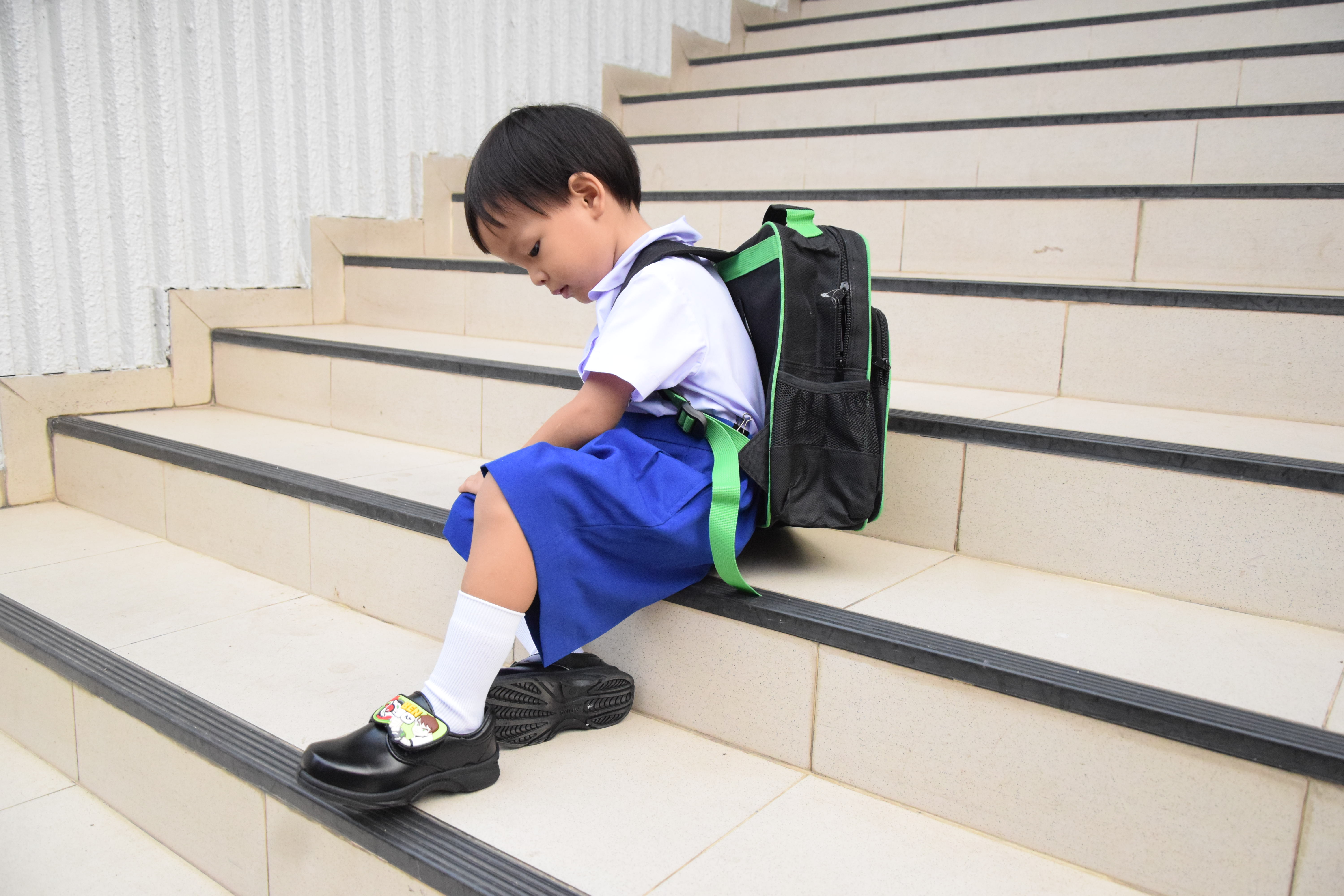 กางเกงนักเรียนสีน้ำเงินชาย กางเกงนักเรียนอนุบาลชาย เอวยางยืด