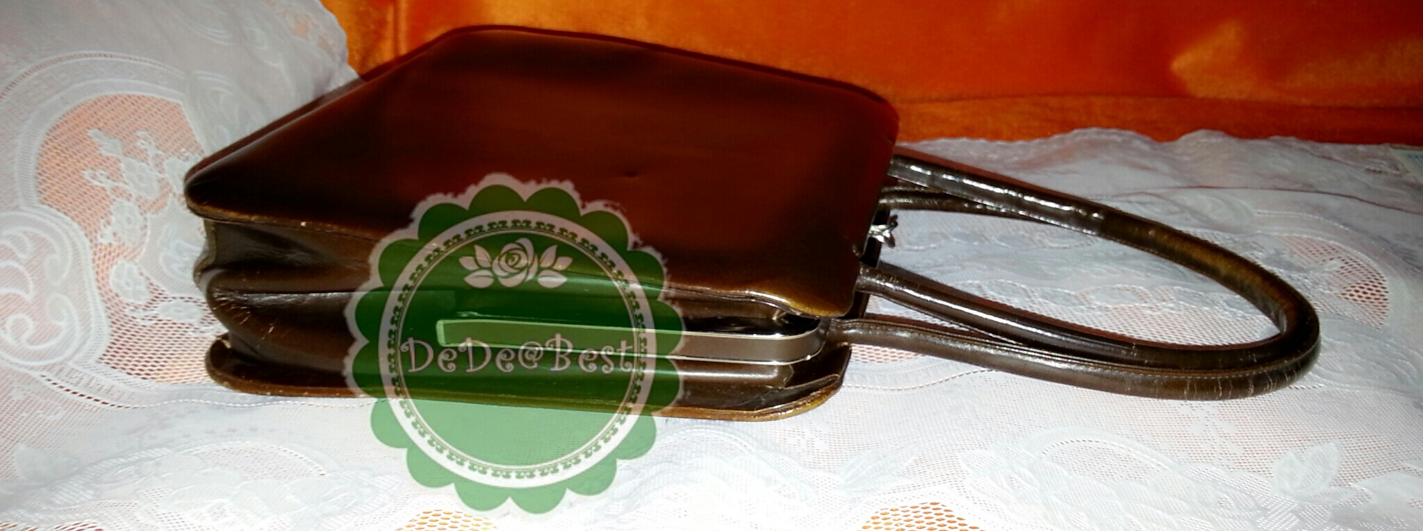 B39:Vintage leather bag กระเป๋าถืิอหนังแท้สีน้ำตาลทรงสี่เหลี่ยม !ส่งฟรีคร่าา..