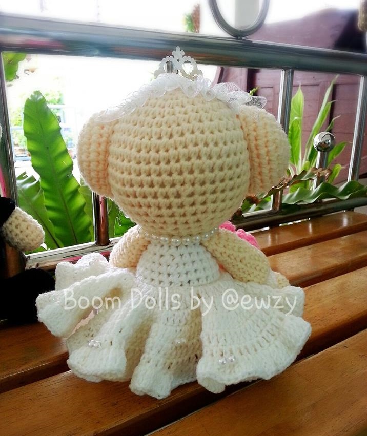 ตุ๊กตาถักคู่หมีแต่งงาน ขนาด 9-10 นิ้ว
