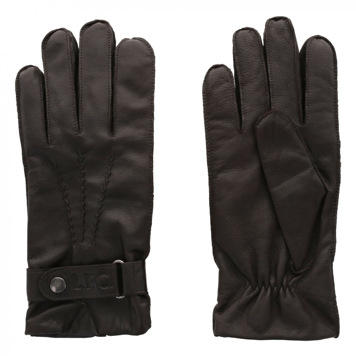 ถุงมือหนังลิเวอร์พูล Signature Mens Brown Leather Gloves ของแท้