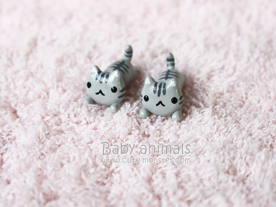 ต่างหูแมวเทา Baby gray cat