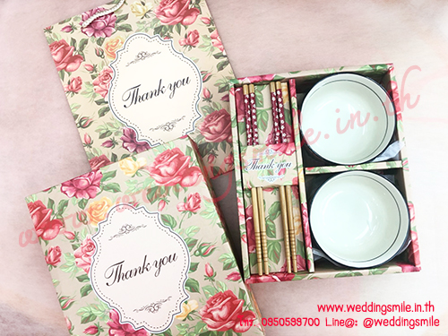 ของรับไหว้ ชามข้าวญี่ปุ่น เซ็ทคู่ ในกล่อง พร้อมถุงกระดาษลายเดียวกัน (TU) ชุดละ 120.-