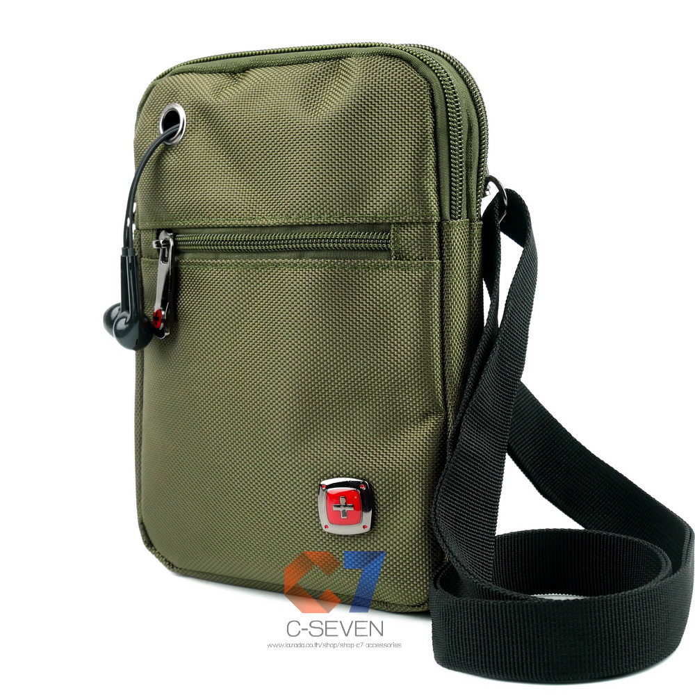 DAKAR กระเป๋าหนังสะพาย พร้อมช่องหูฟัง ใส่มือถือขนาด 5 - 7 นิ้ว (078)