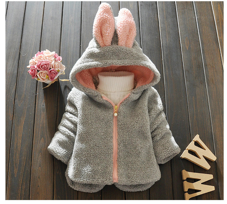เสื้อกันหนาวขนปุกปุย หมวกมีหูกระต่ายน่ารัก สไตล์เกาหลี