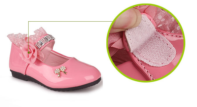 รองเท้าคัชชูเด็กหญิง หนังแก้วสีชมพู สายเพชร สวยหรู Size 21-37