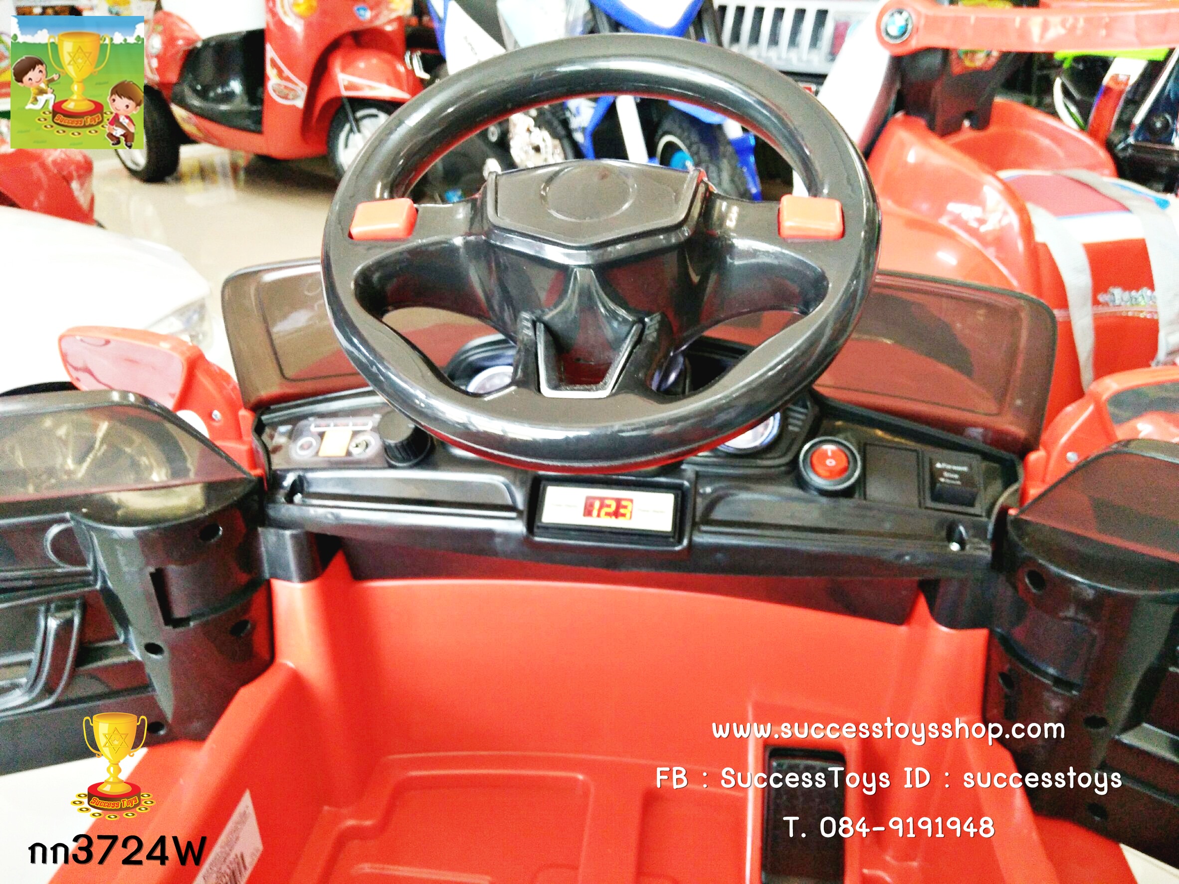 3724R รถแบตเตอรี่ไฟฟ้า BMW มีด้ามเข็น 2 มอเตอร์ มี2สี แดง ขาว