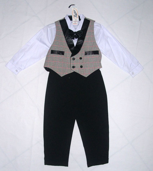 ชุดออกงานเด็กชาย เสื้อกั๊ก+เชิ๊ต+หูกระต่าย+กางเกงขายาว เหมาะสำหรับเด็ก 5-13 ปี