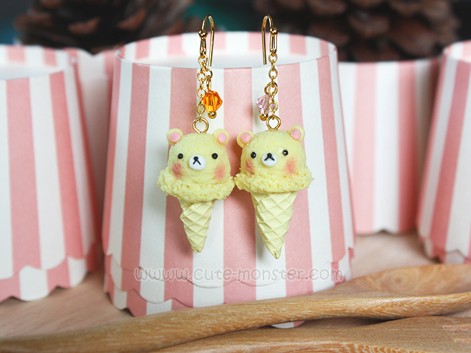ต่างหูดินปั้น Korikuma Ice-cream