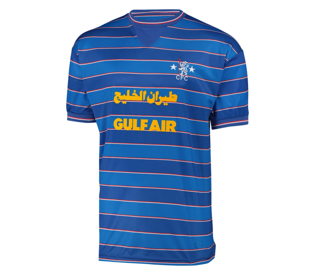 เสื้อย้อนยุคเชลซี ปี 1984 Home มีสปอร์นเซอร์ GULF AIR ของแท้