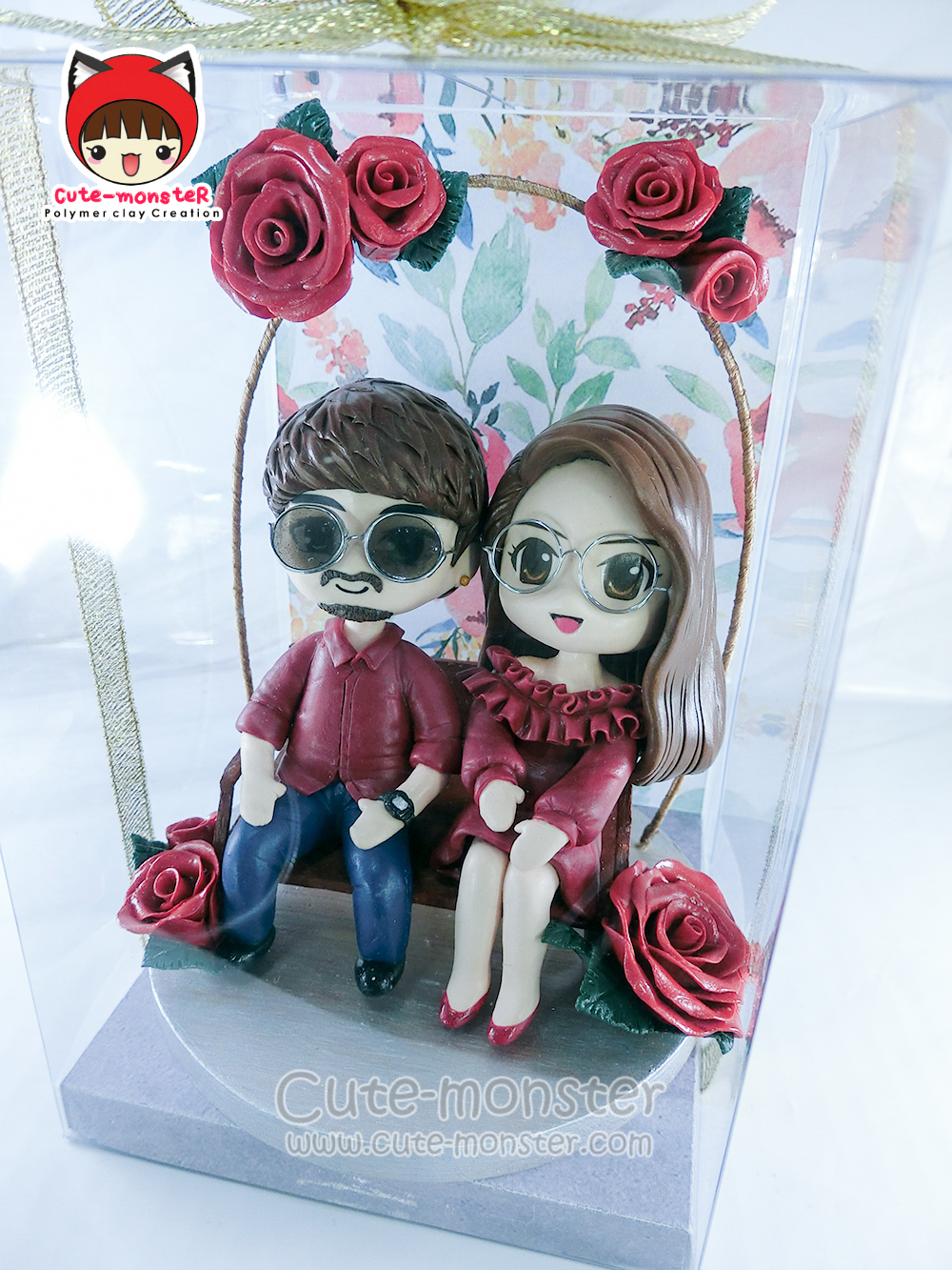 โมเดลดินปั้น ตุ๊กตาดินปั้น โมเดลคู่รักงานสั่งทำ สูง 4"