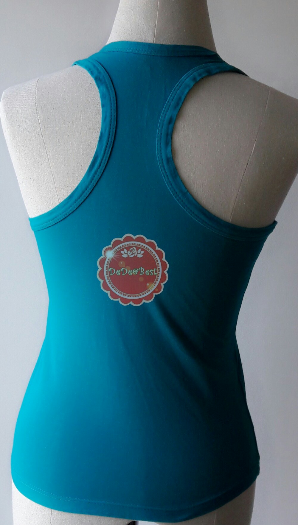 T91:2nd hand top เสื้อกล้ามสีเขียวอมฟ้าสดใส