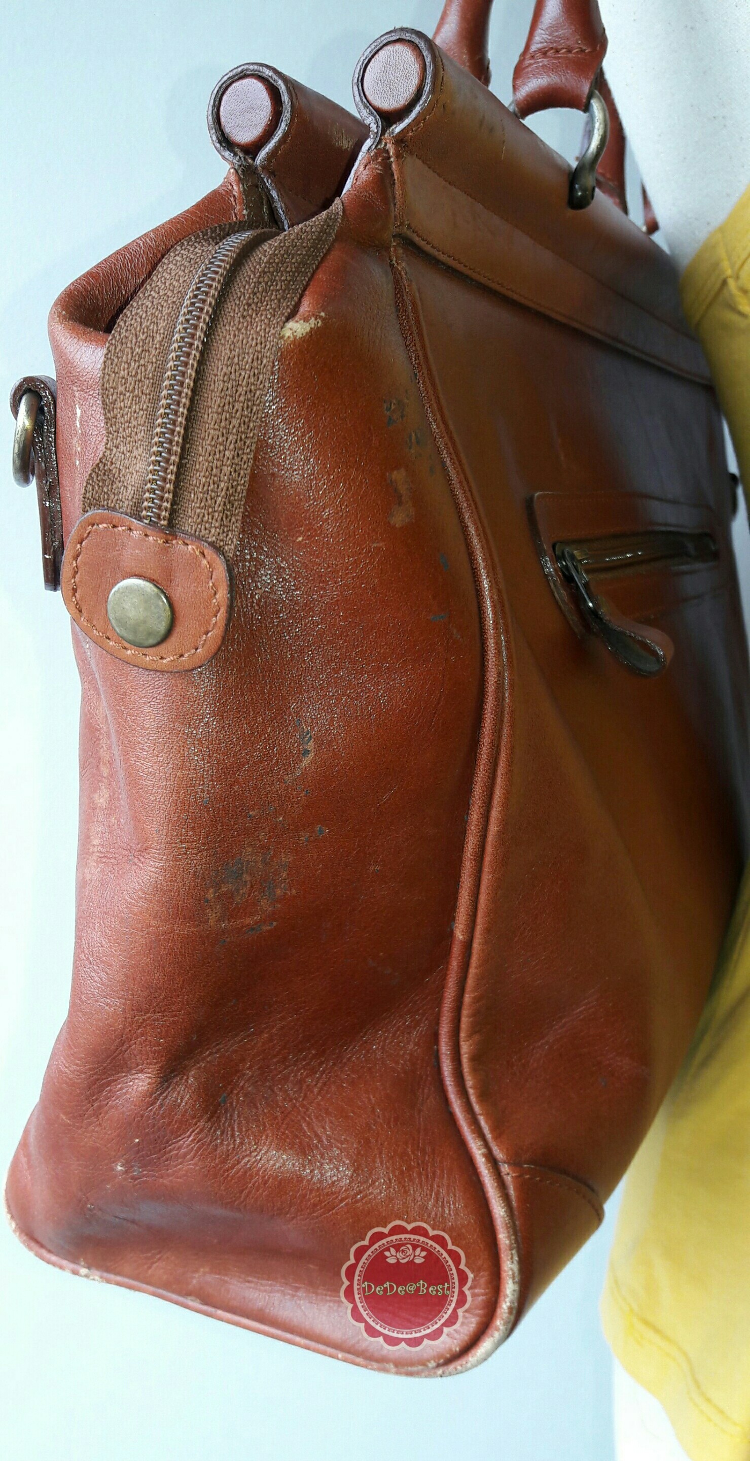 ขายแล้วค่ะ B60: Vintage leather luggage กระเป๋าเดินทางหนังแท้ ทรงวินเทจ❤