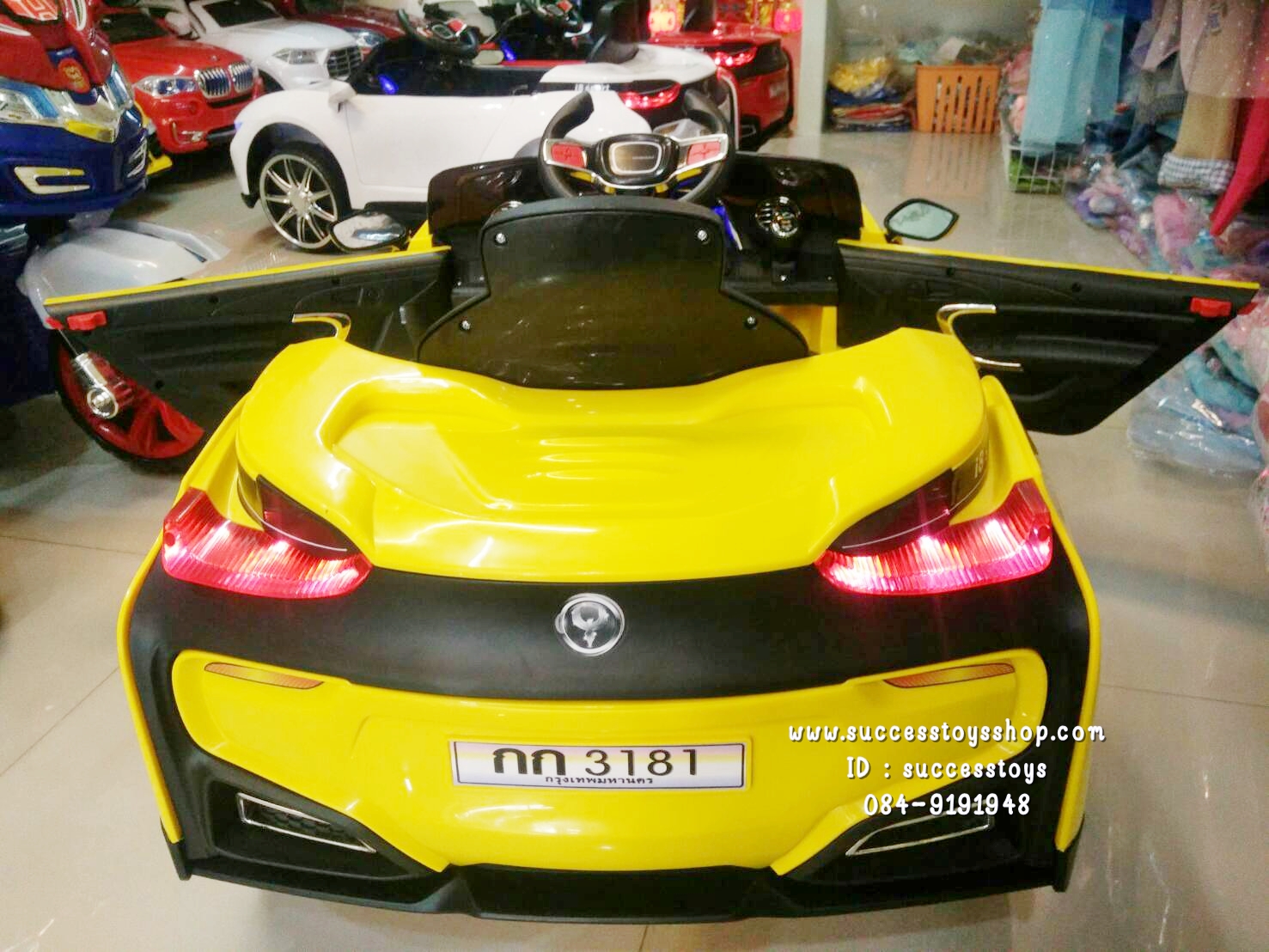 3181Y รถแบตเตอรี่ไฟฟ้า BMW I8 2 มอเตอร์ สีเหลือง