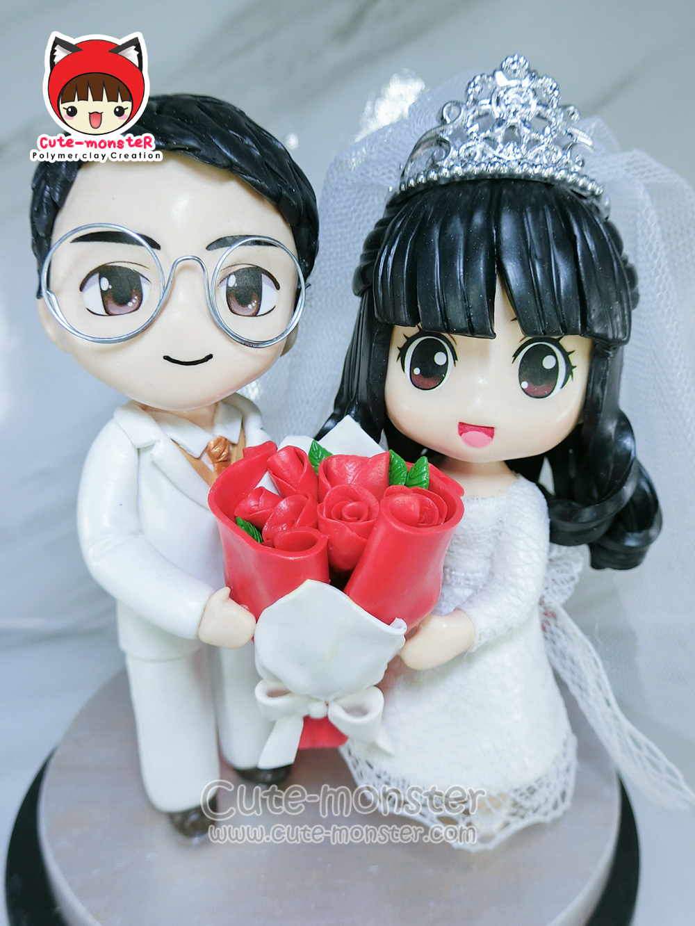 ตุ๊กตาแต่งเค้ก โมเดลแต่งเค้ก สูง4" ชุดแต่งงาน