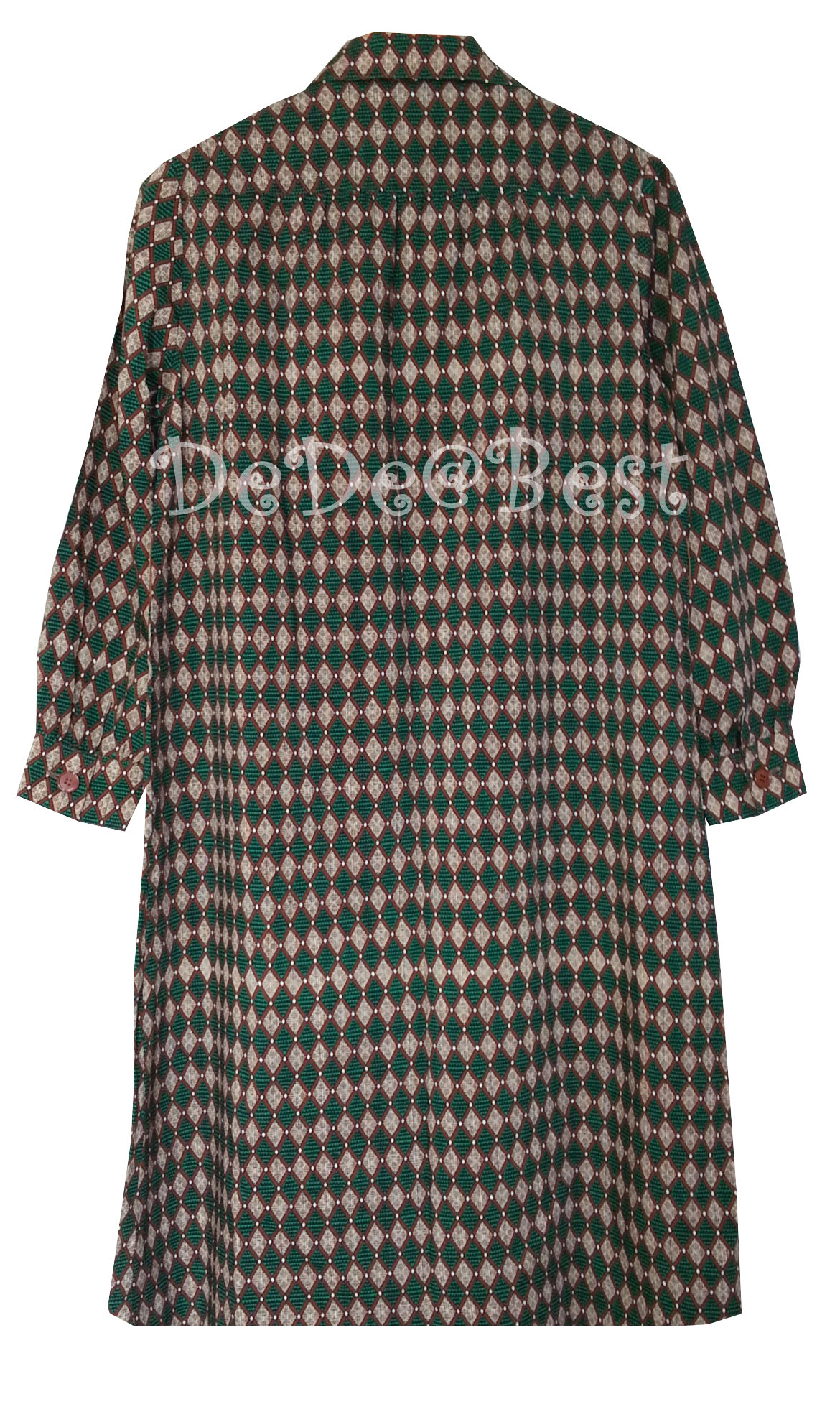 ขายแล้วค่ะD54:Vintage dress เดรสวินเทจลายกราฟฟิคสีเขียวและสีน้ำตาล (Brand Lady Lover ISETAN TOKYO) ! ส่งฟรีค่าาา.. !!❤