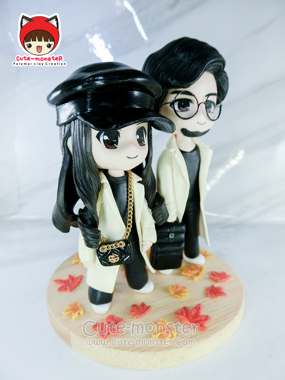 โมเดลคู่รัก ตุ๊กตาตกแต่งเค้ก งานสั่งทำตามแบบ สูง 4"