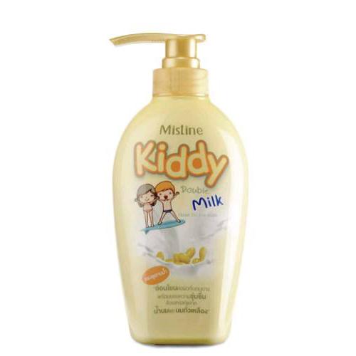 Mistine Kiddy Double Milk แชมพูสระผมพร้อมอาบน้ำ มิสทิน คิดดี้ ดับเบิ้ลมิลค์ สูตรน้ำนมถั่วเหลือง และน้ำนมแพะ